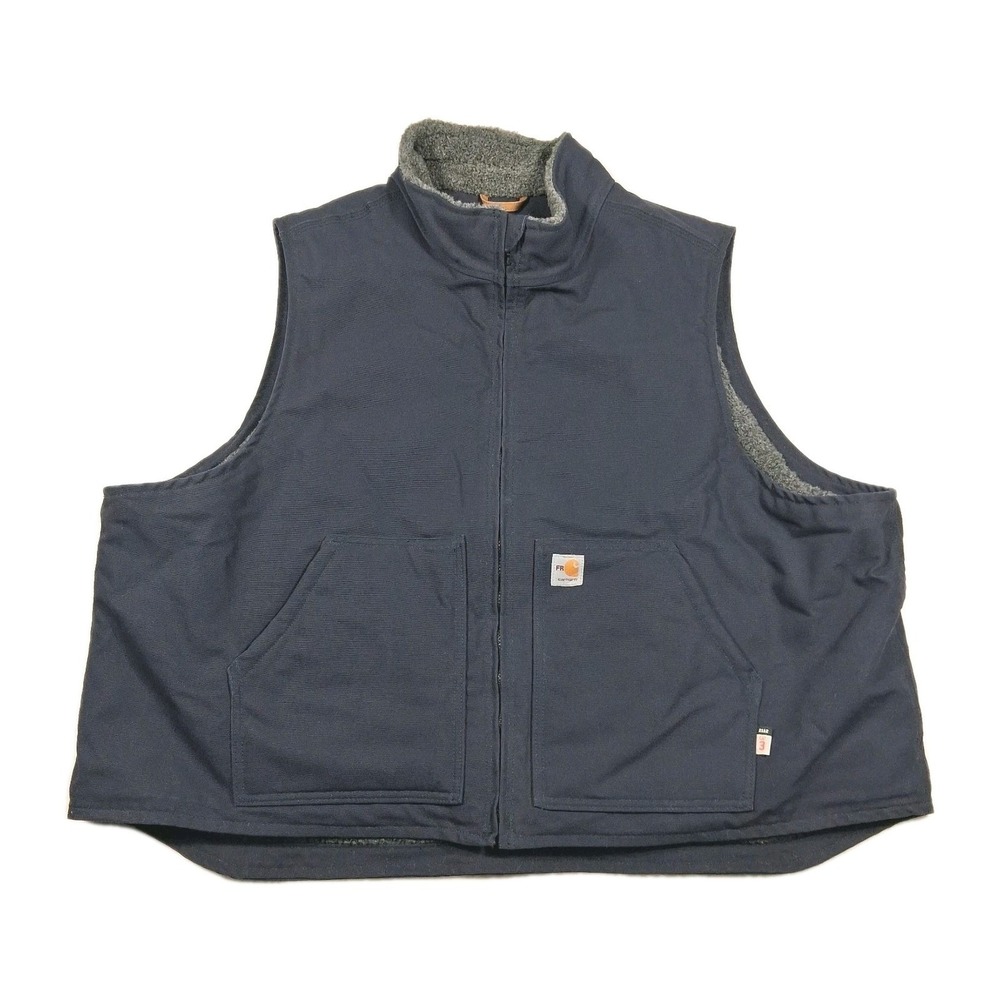 Carhartt FR Vest Navy Sherpa Lined Flame Resistant Workwear Full Zip Mens 4XL‎
